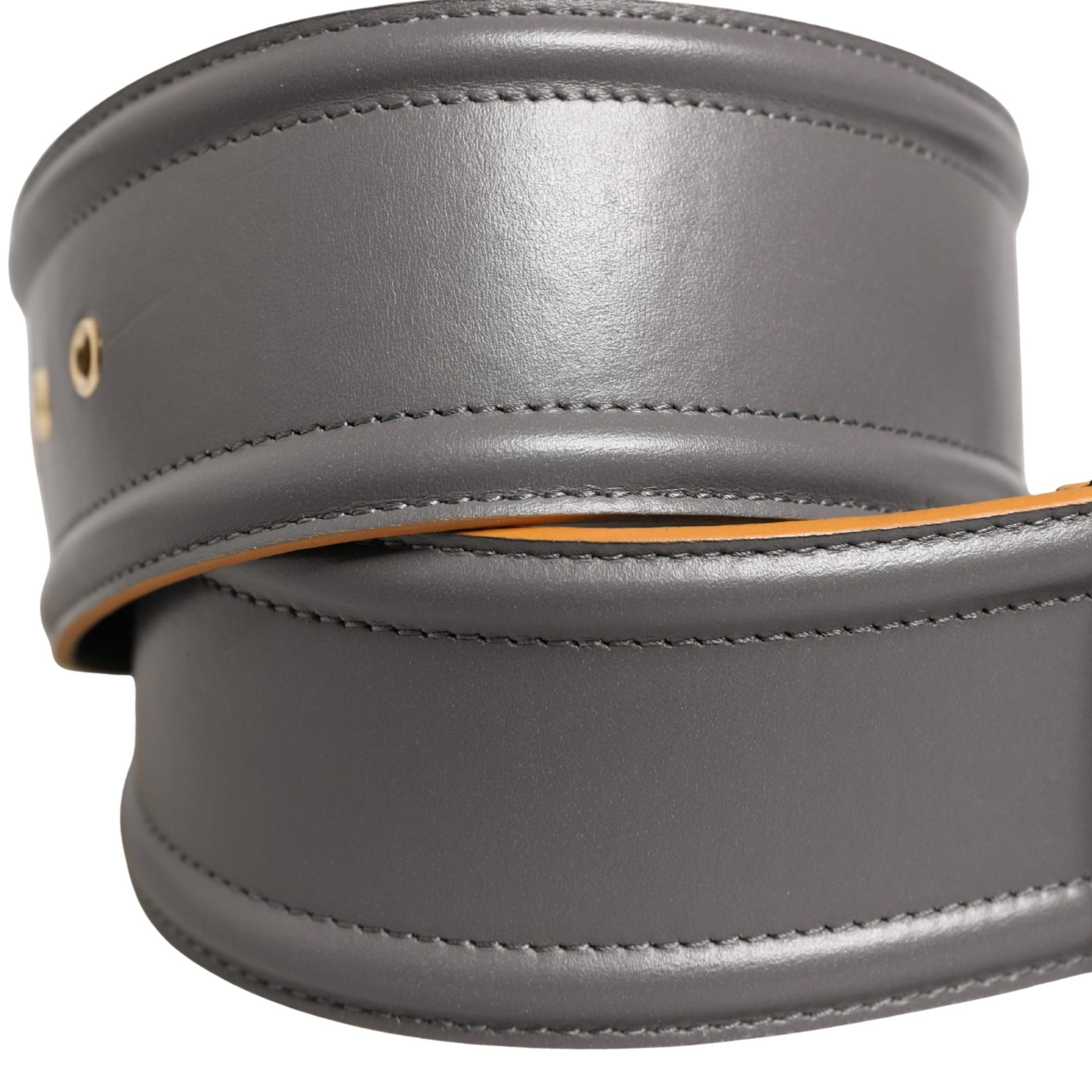 Patrizia Pepe Gray Genuine Leather Square Silver Metal Buckle Belt