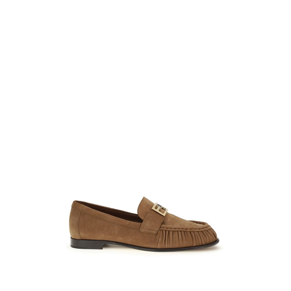 Fendi Brown Lamb Ovis Aries Aries Slip-On Loafers