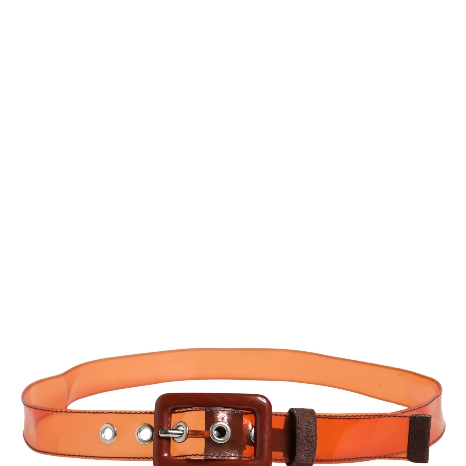 Miu Miu Orange PVC Waist Women Cintura Square Buckle Belt