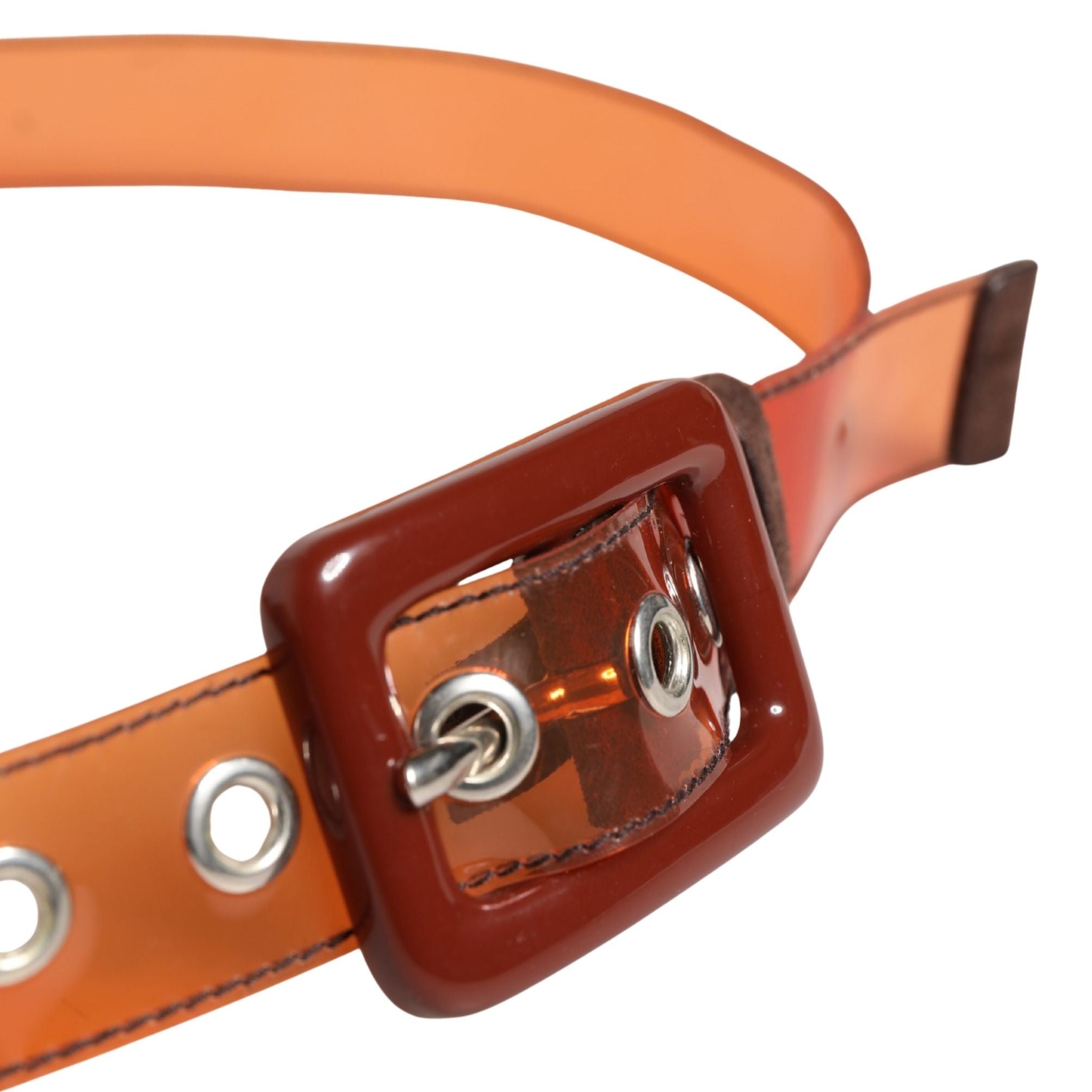 Miu Miu Orange PVC Waist Women Cintura Square Buckle Belt