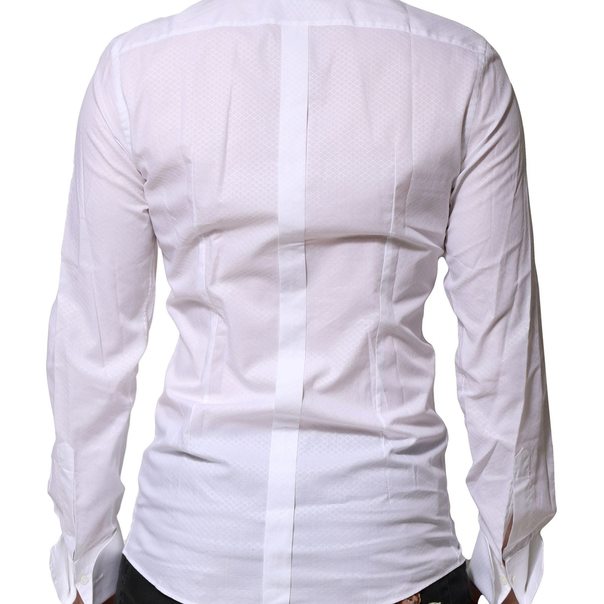 Dolce & Gabbana White GOLD Crown Cotton Dress Formal Shirt