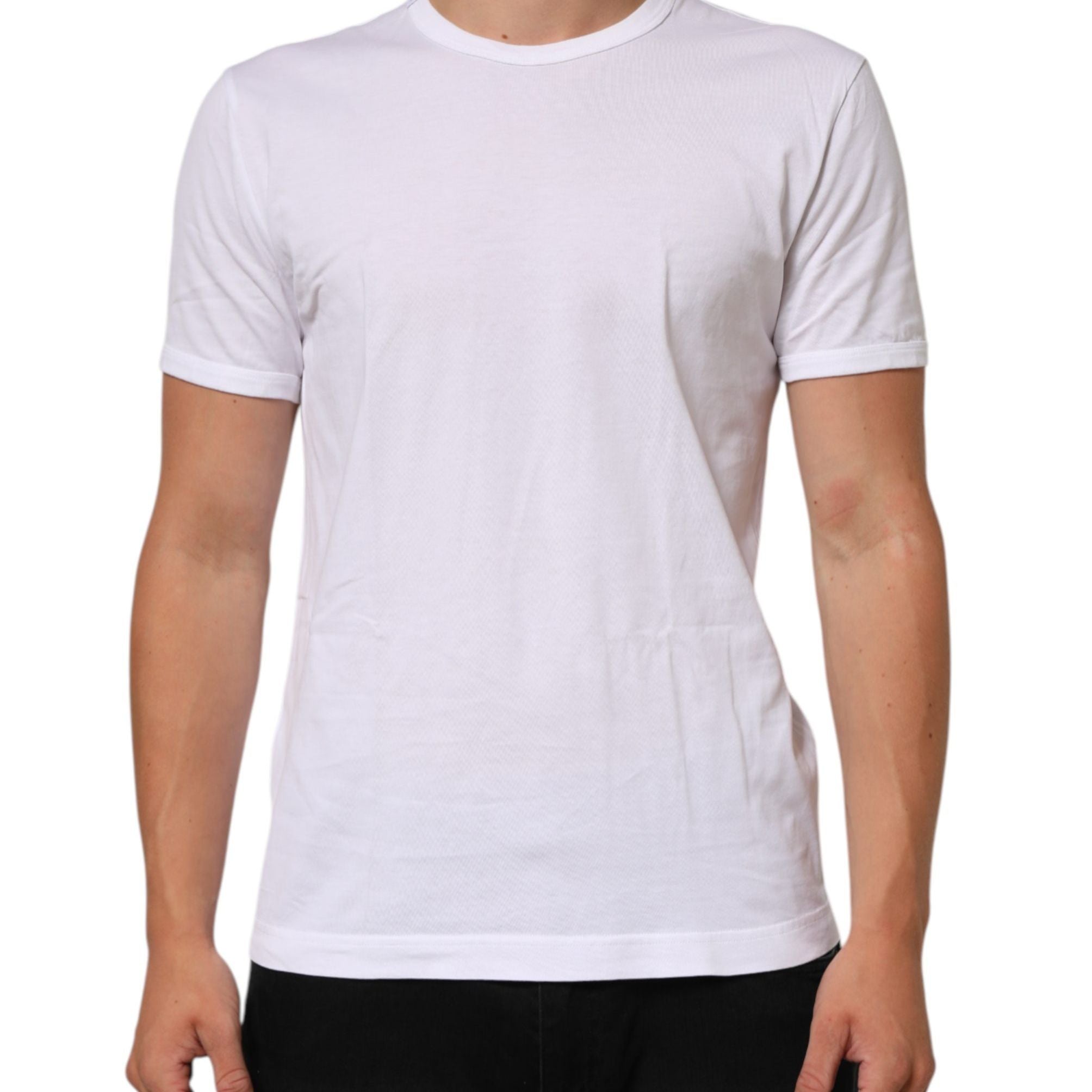Dolce & Gabbana White Cotton Crew Neck Short Sleeves T-shirt