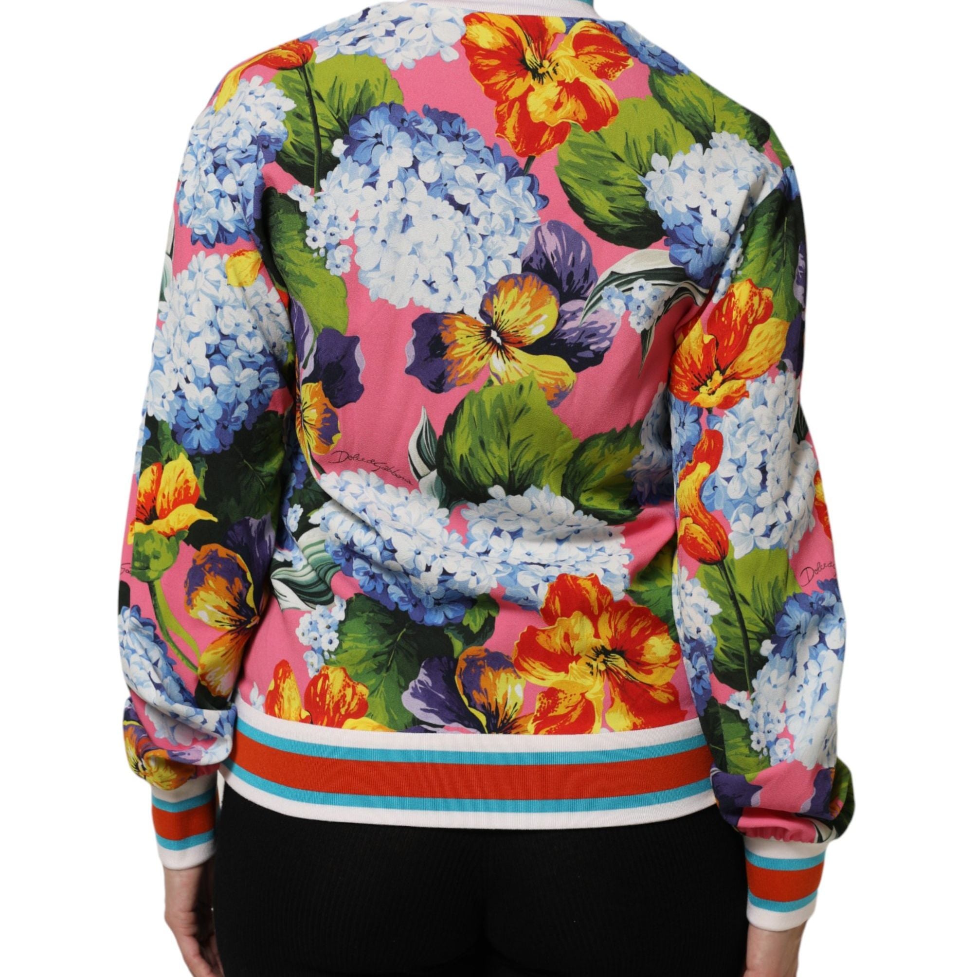 Dolce & Gabbana Multicolor Floral Print Zip Cardigan Jacket