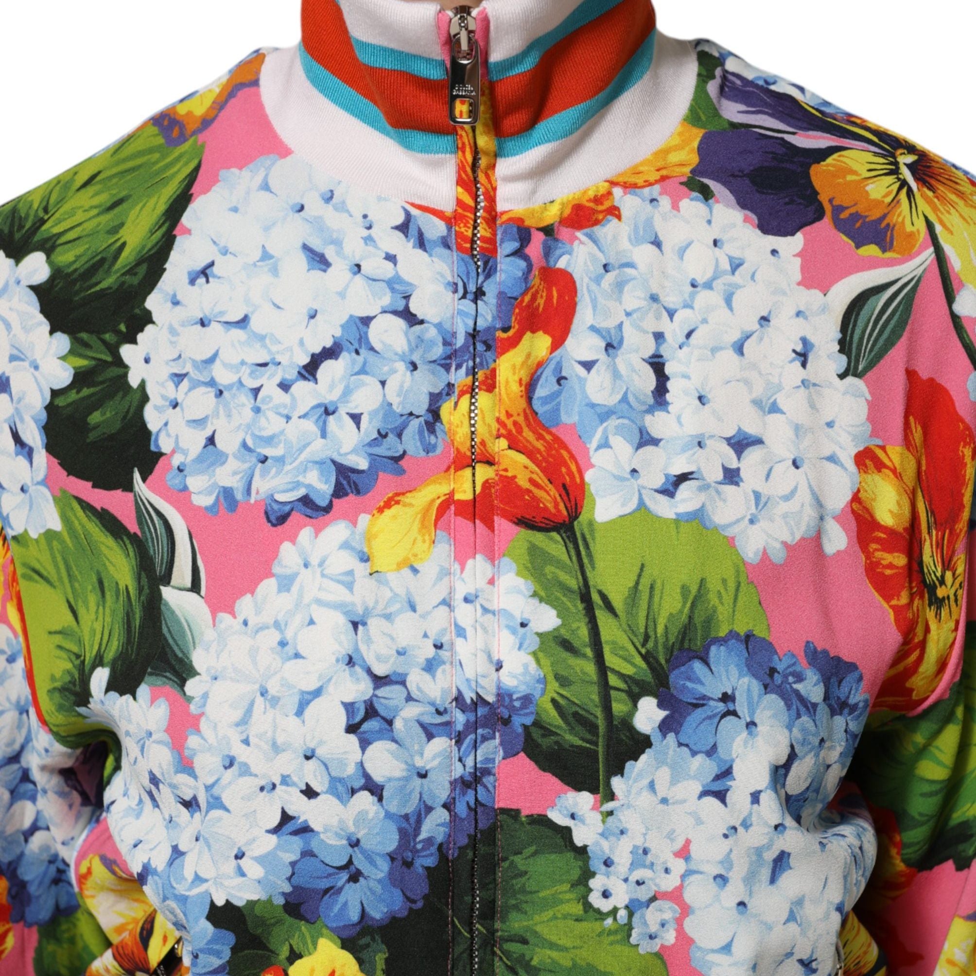 Dolce & Gabbana Multicolor Floral Print Zip Cardigan Jacket
