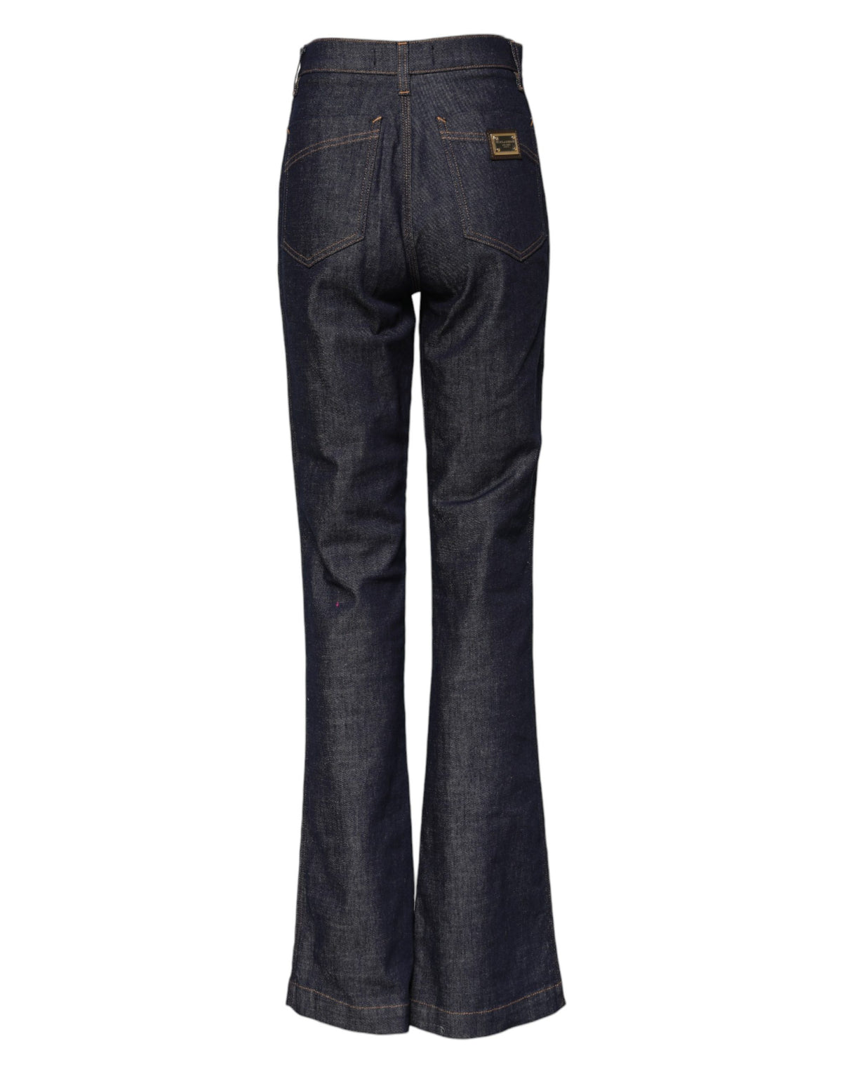 Dolce & Gabbana Dark Blue Cotton Flared Wide Leg Denim Jeans