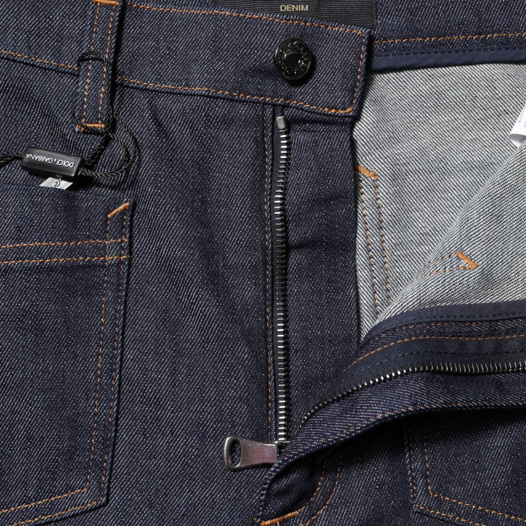 Dolce & Gabbana Dark Blue Cotton Flared Wide Leg Denim Jeans