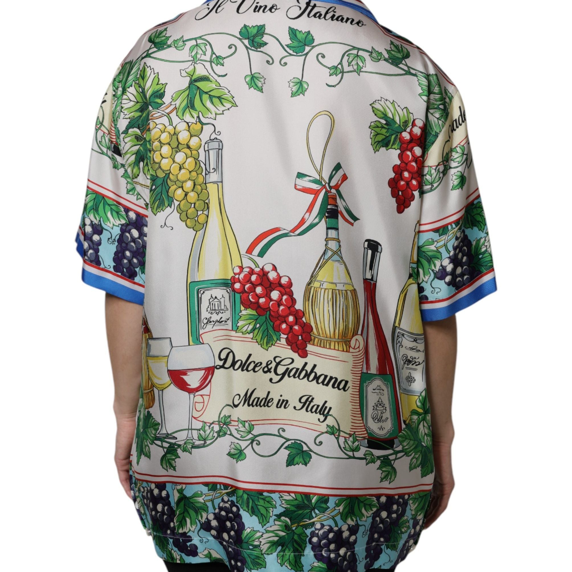 Dolce & Gabbana Multicolor Short Sleeve Silk Food Shirt Top