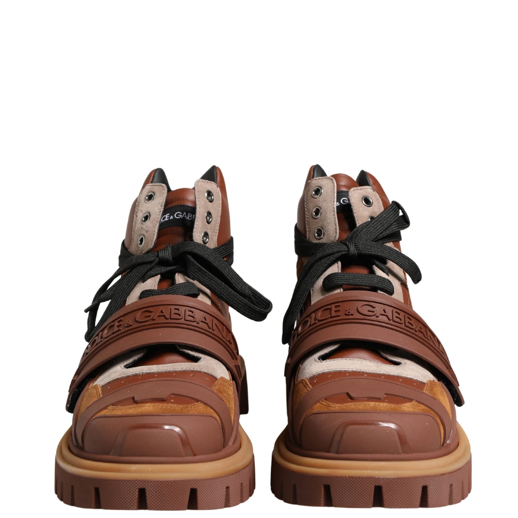 Dolce & Gabbana Brown Leather Trekking-Style Men Boots Shoes