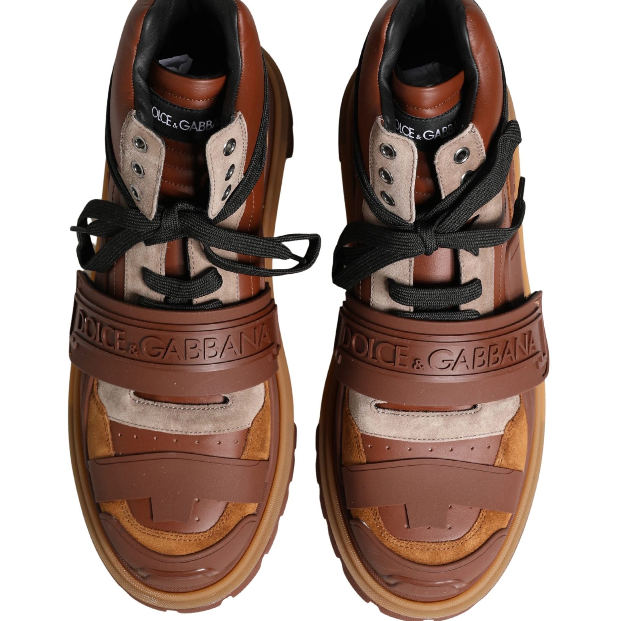 Dolce & Gabbana Brown Leather Trekking-Style Men Boots Shoes
