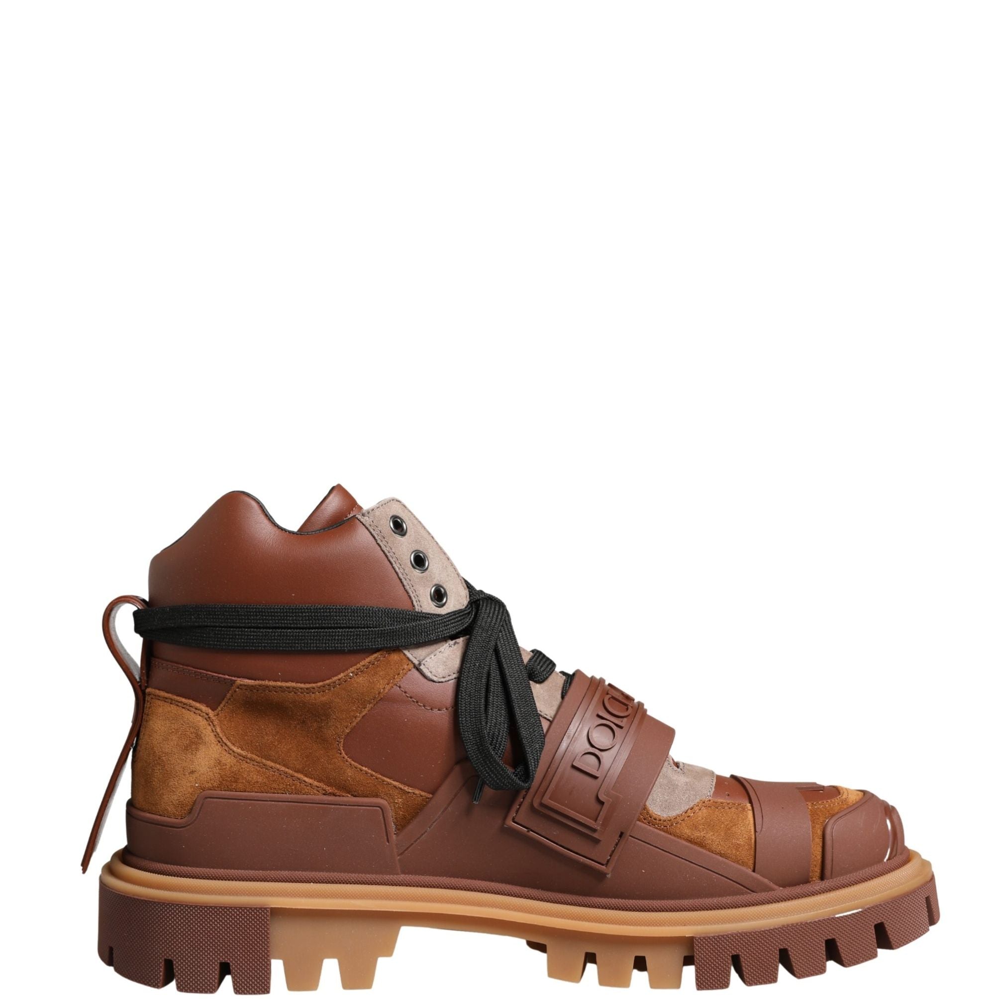 Dolce & Gabbana Brown Leather Trekking-Style Men Boots Shoes