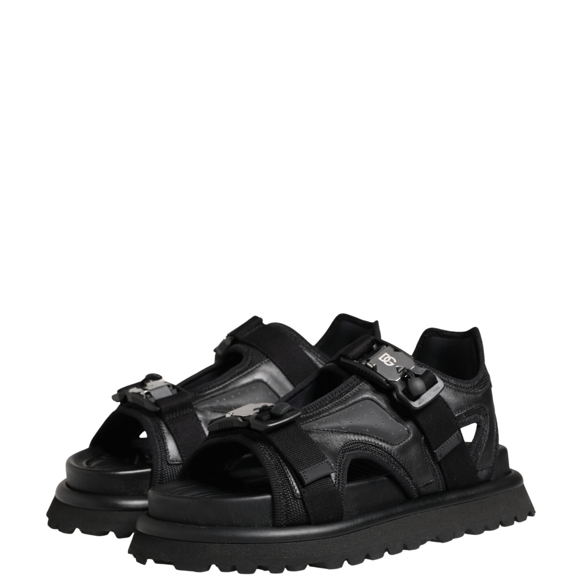 Dolce & Gabbana Black Logo Detailed Men Chunky Sandals Shoes
