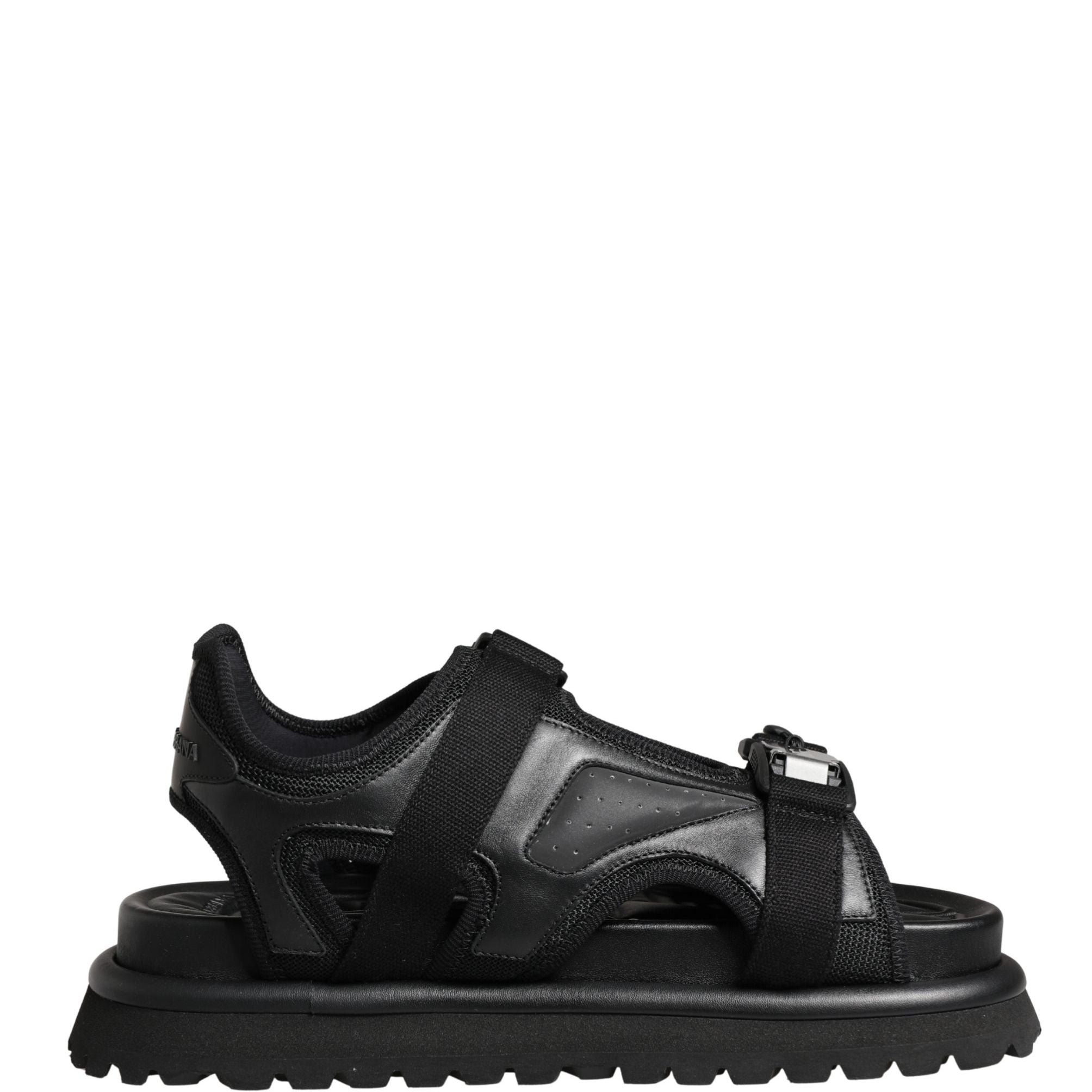 Dolce & Gabbana Black Logo Detailed Men Chunky Sandals Shoes