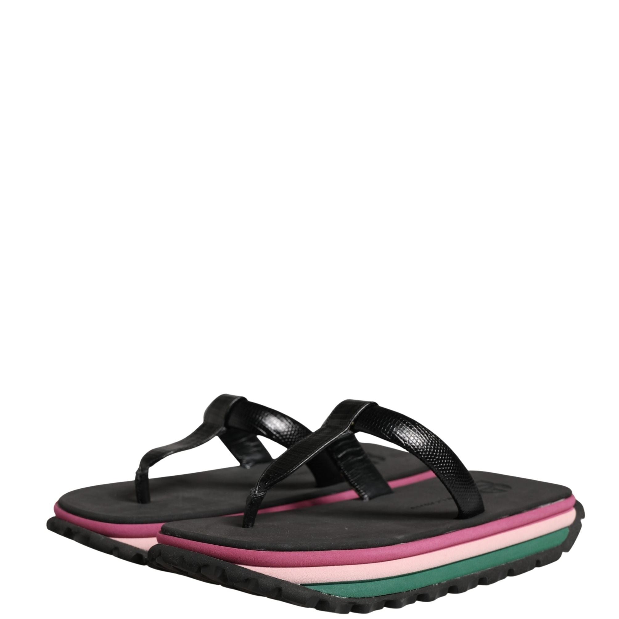 Dolce & Gabbana Multicolor Rubber Chunky Flip Flop Shoes