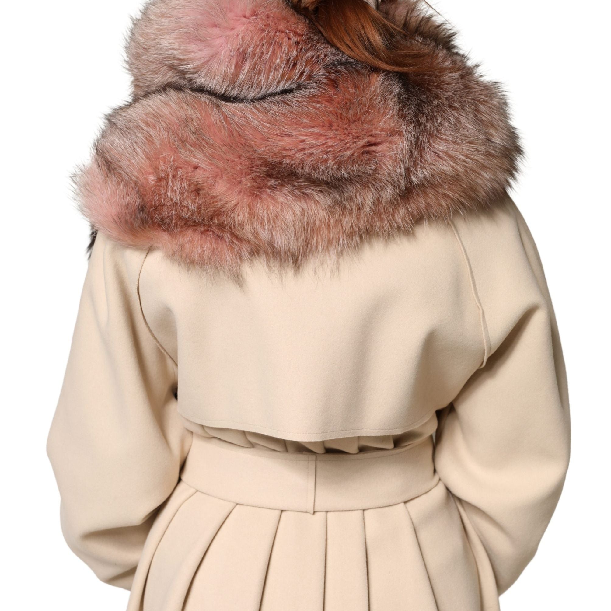 Dolce & Gabbana Pink Frost Fox Fur Neck Warmer Winter Scarf