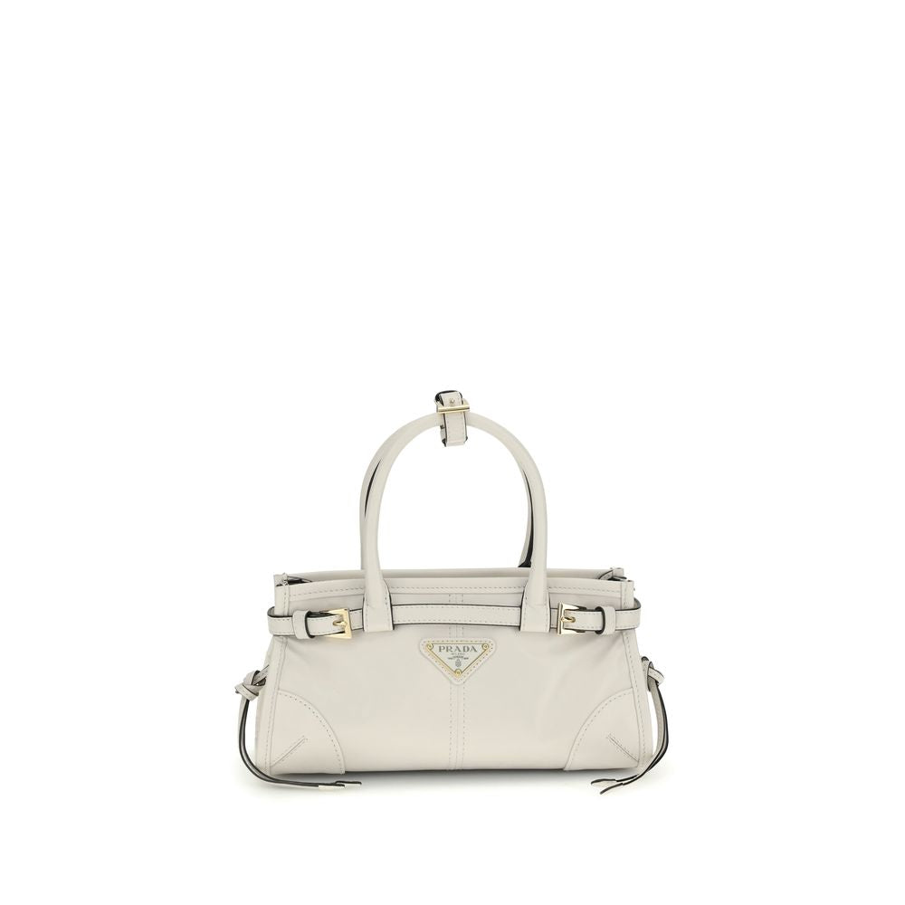 Prada White Calf Leather Bos Taurus Handbag