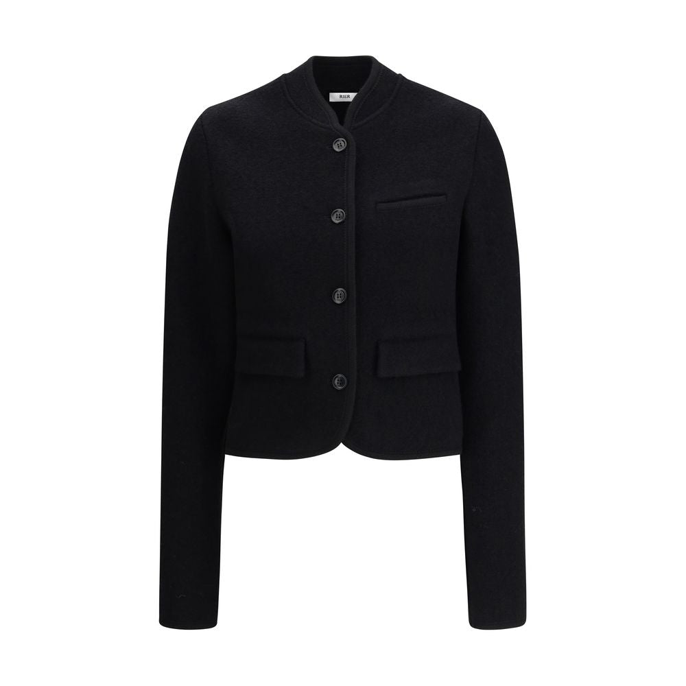 RIER Black Fleece Wool Coat
