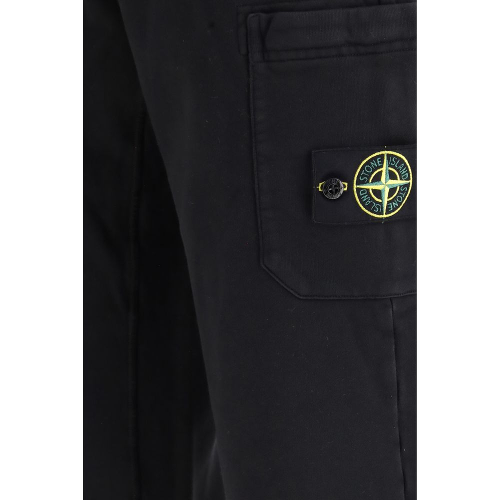 Stone Island Black Cotton Athletic Pants