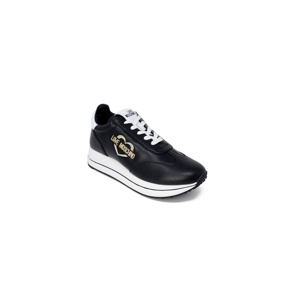 Love Moschino Black Leather Low Top Sneakers