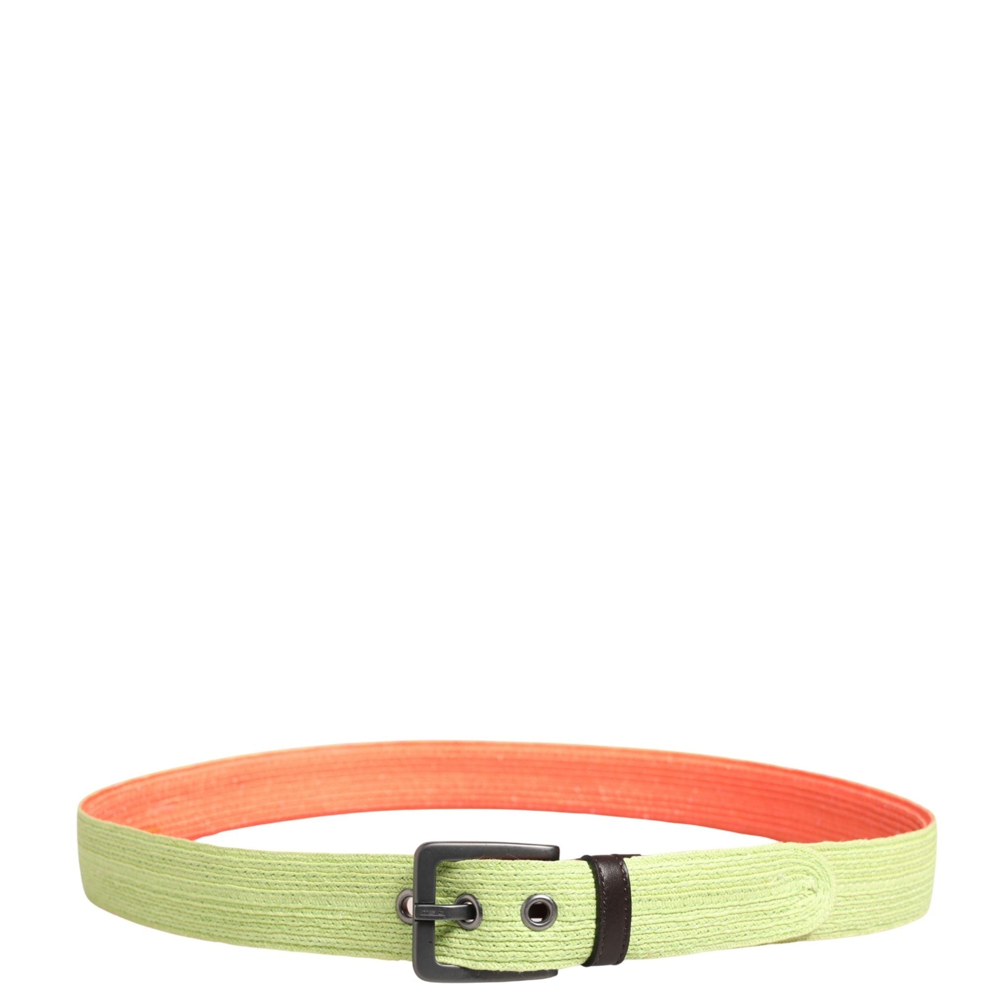 Malo Green Orange Braided Metal Buckle Waist Cintura Belt