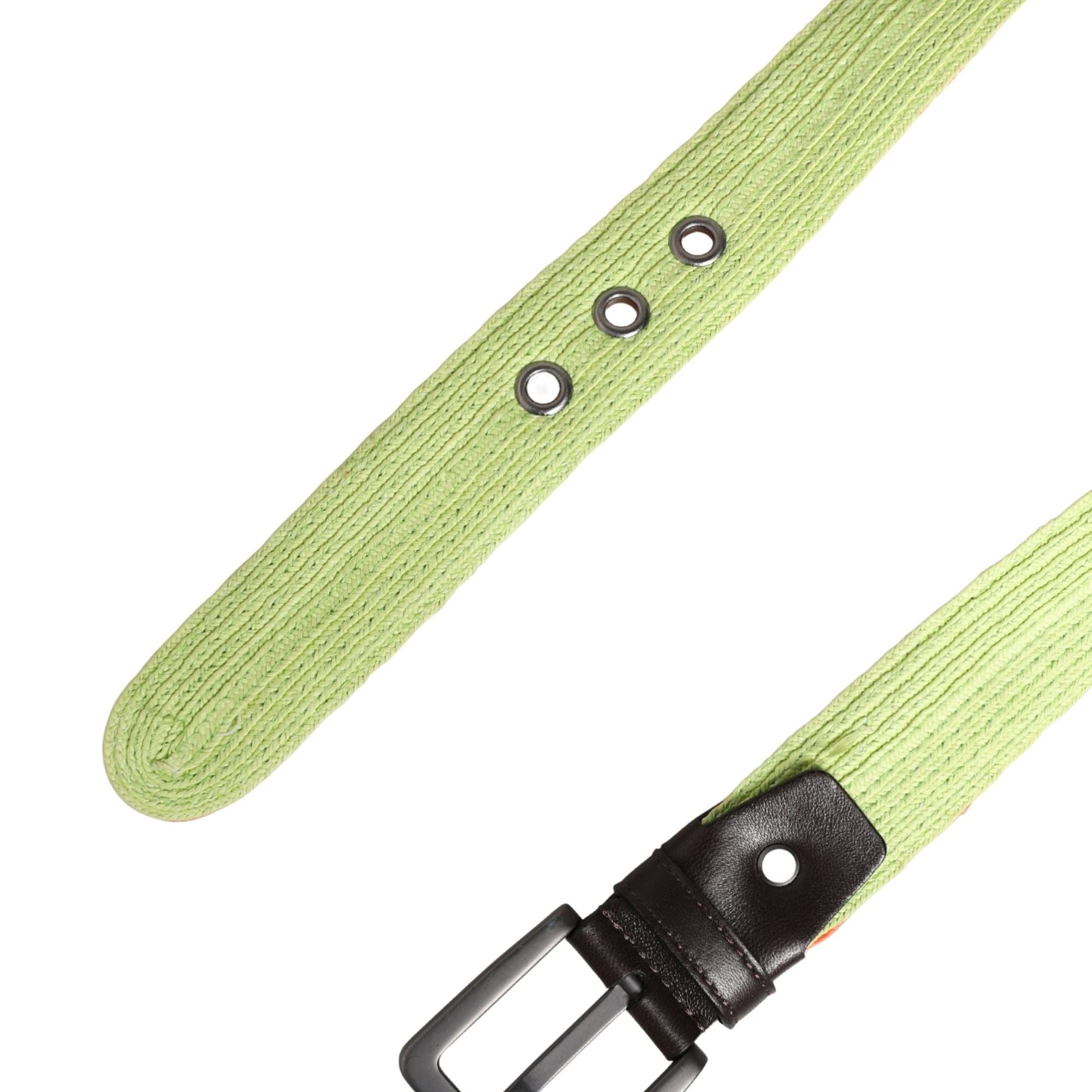 Malo Green Orange Braided Metal Buckle Waist Cintura Belt