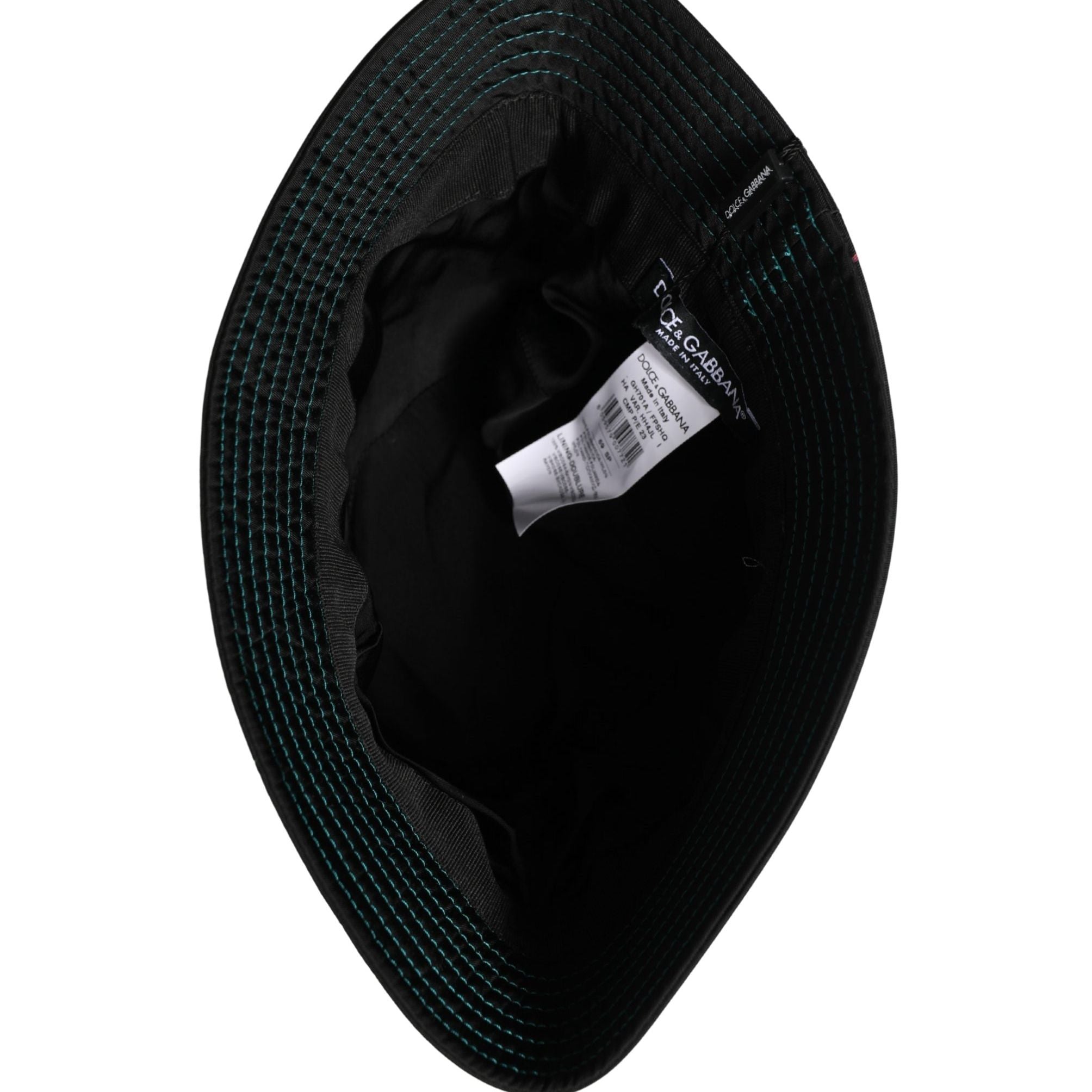 Dolce & Gabbana Men Black Floral Print Nylon Fisherman Cap Hat