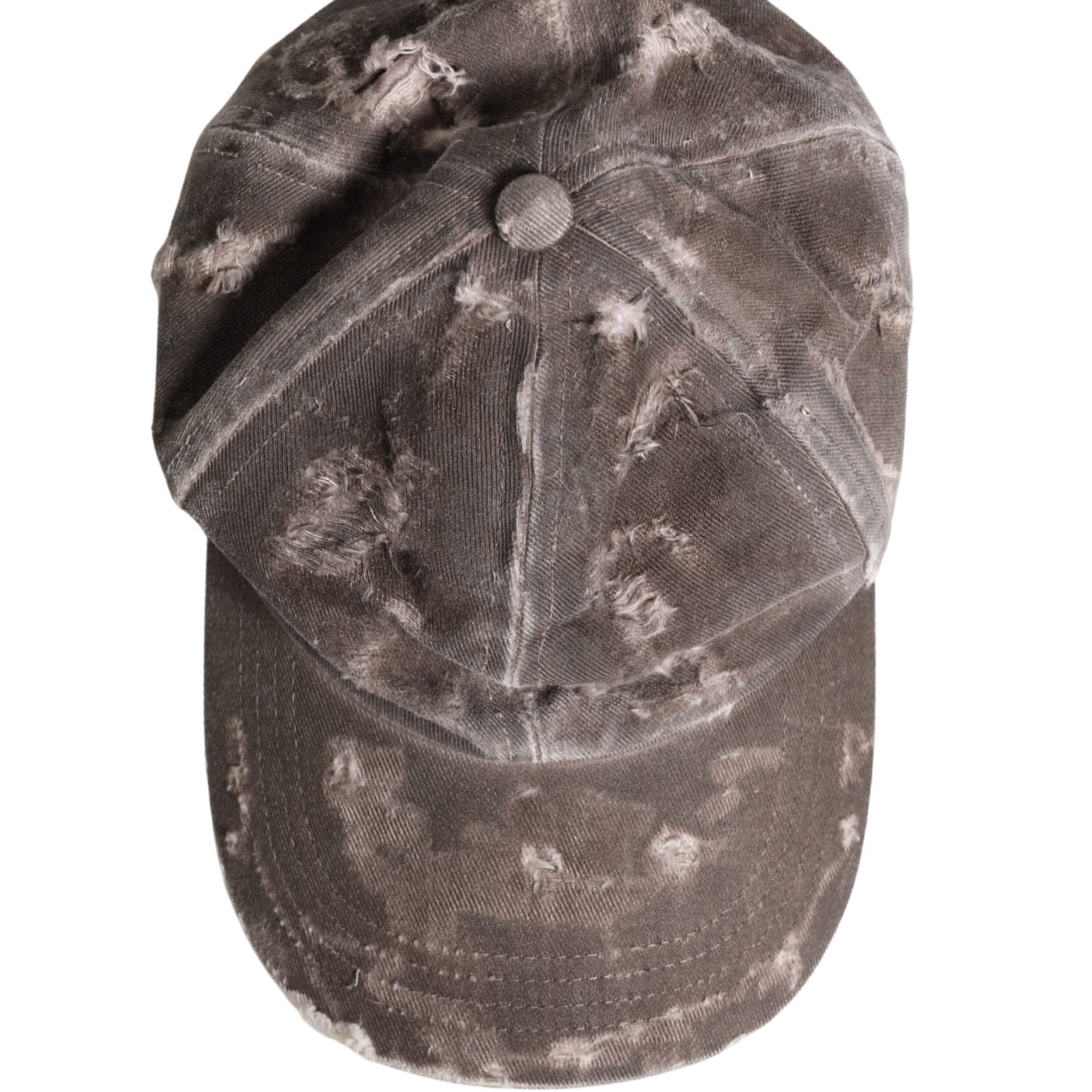 Dolce & Gabbana Men Brown Cotton Distressed Baseball Capello Hat