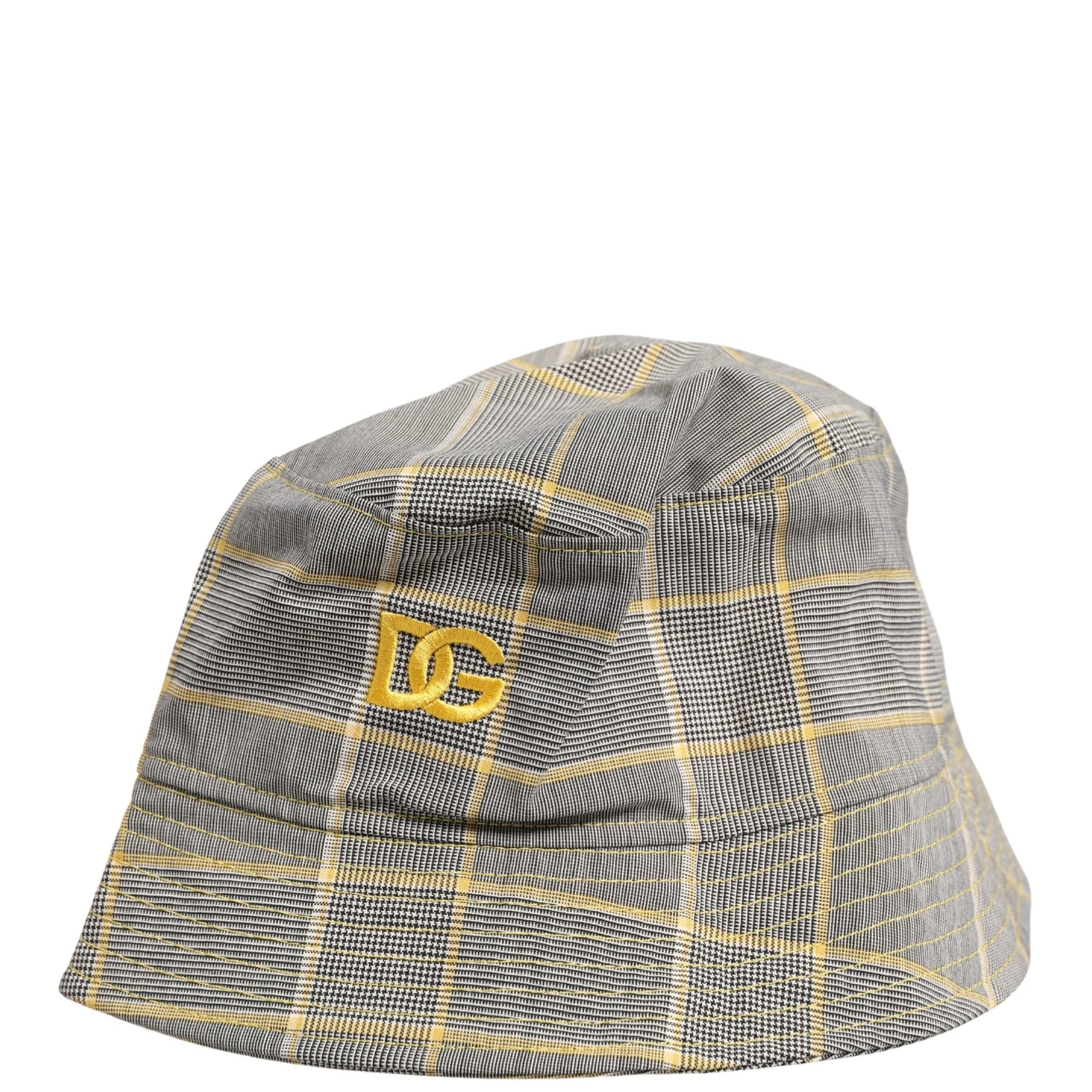 Dolce & Gabbana Men Gray Checkered Bucket Fisherman Capello Hat