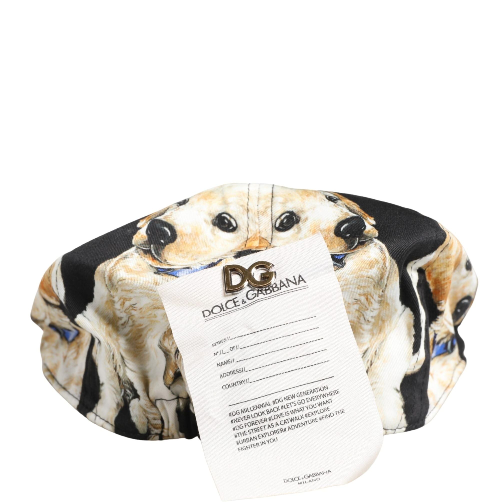 Dolce & Gabbana Men Black Dog Cotton Newsboy Cloth Capello Hat
