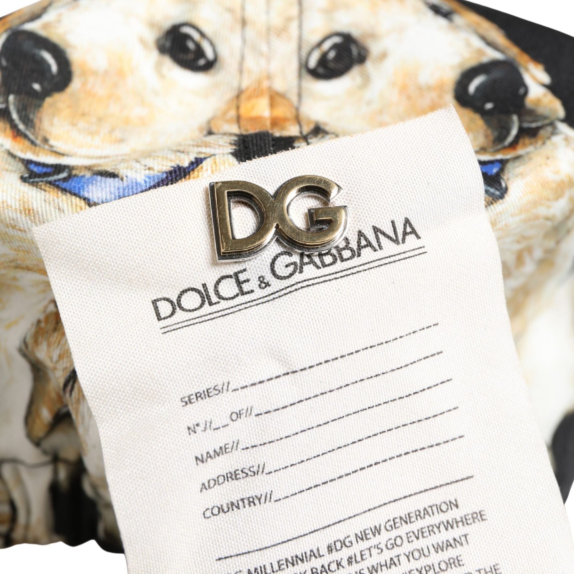 Dolce & Gabbana Men Black Dog Cotton Newsboy Cloth Capello Hat