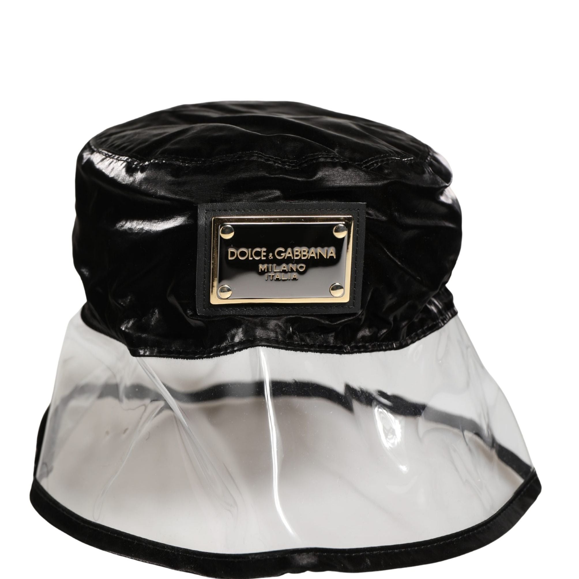 Dolce & Gabbana Black Nylon Plastic Fisherman Bucket Capello Hat