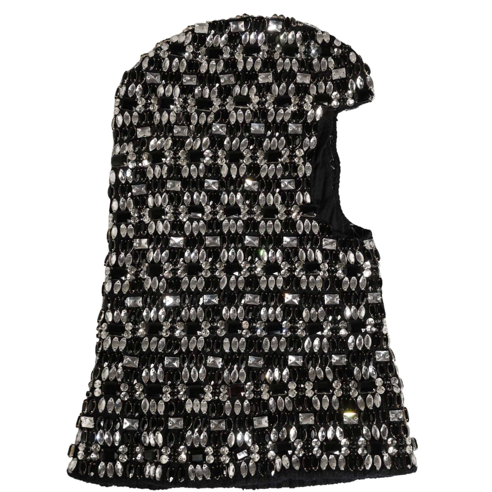 Dolce & Gabbana Black Wool Crystal Embellished Balaclava Hat