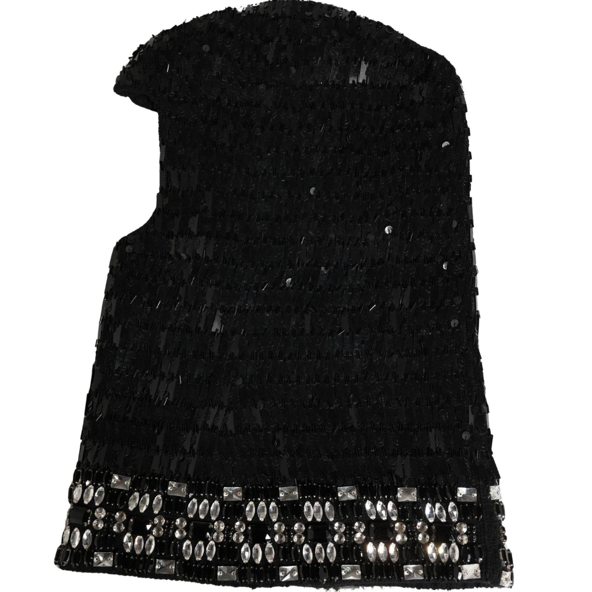 Dolce & Gabbana Black Wool Crystal Embellished Balaclava Hat