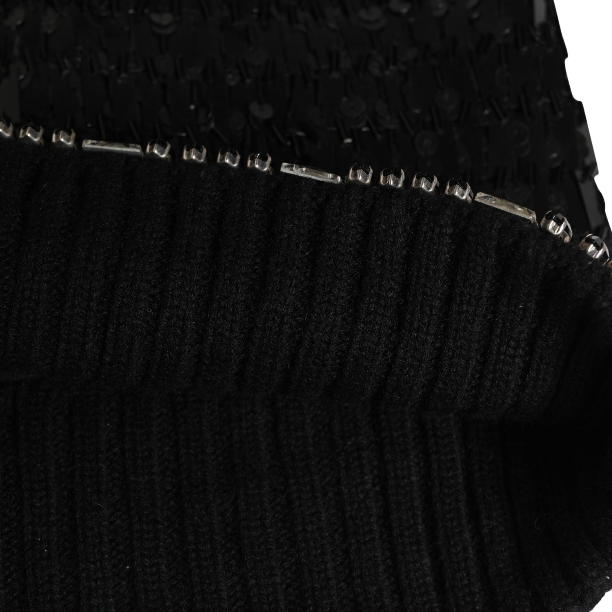 Dolce & Gabbana Black Wool Crystal Embellished Balaclava Hat