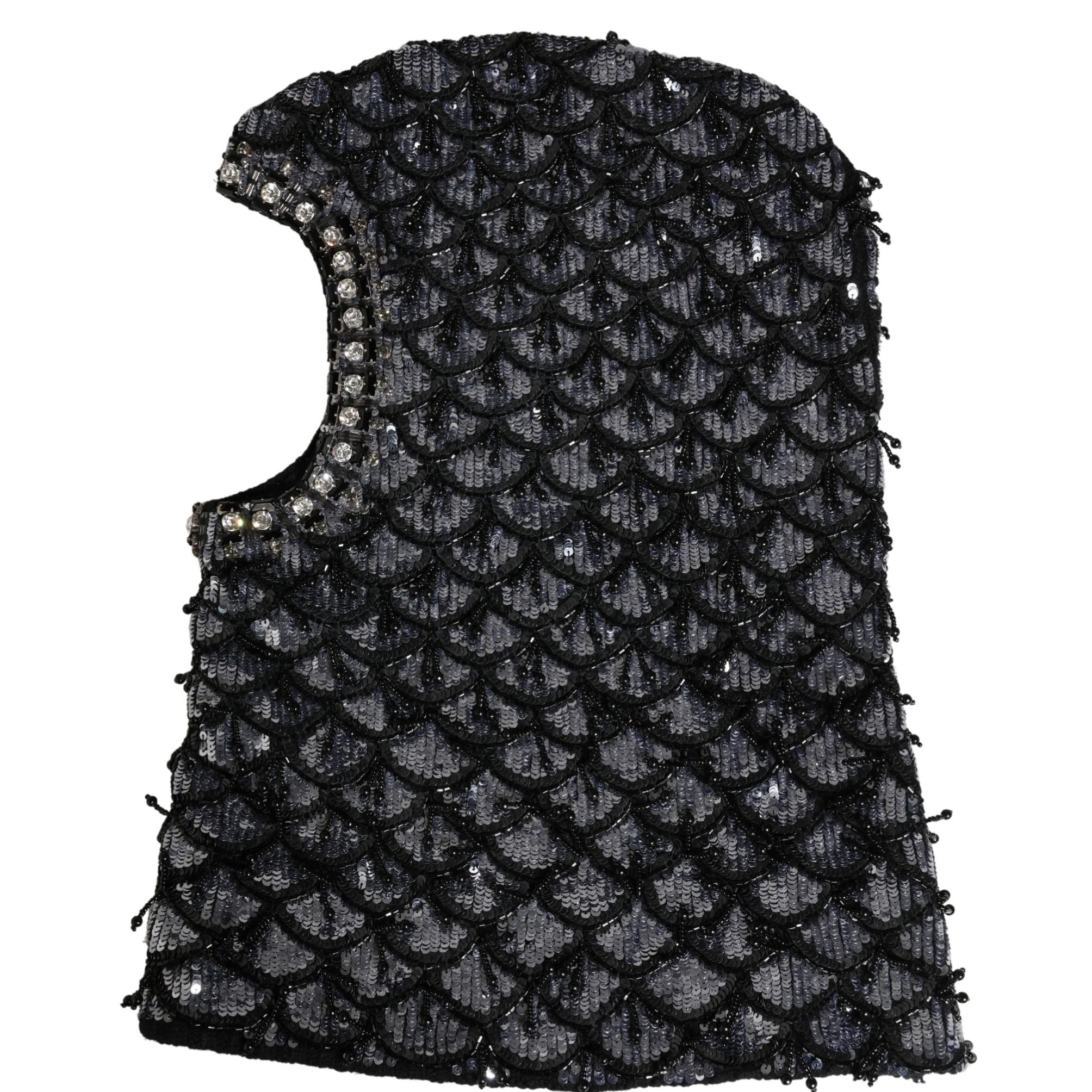 Dolce & Gabbana Black Wool Crystal Embellished Balaclava Hat