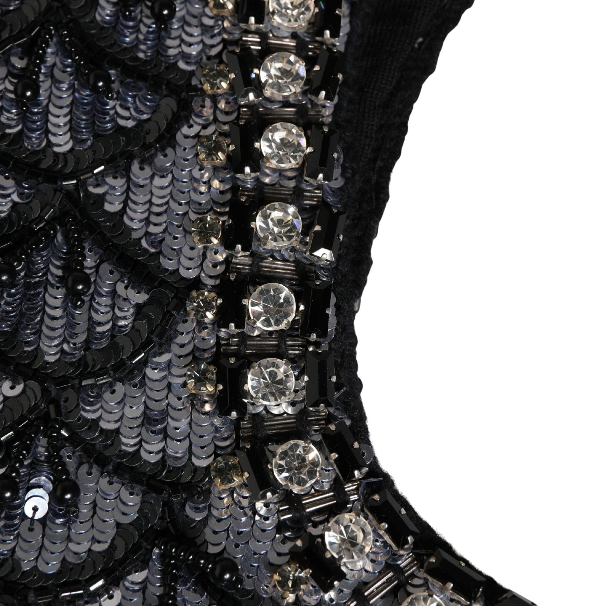Dolce & Gabbana Black Wool Crystal Embellished Balaclava Hat