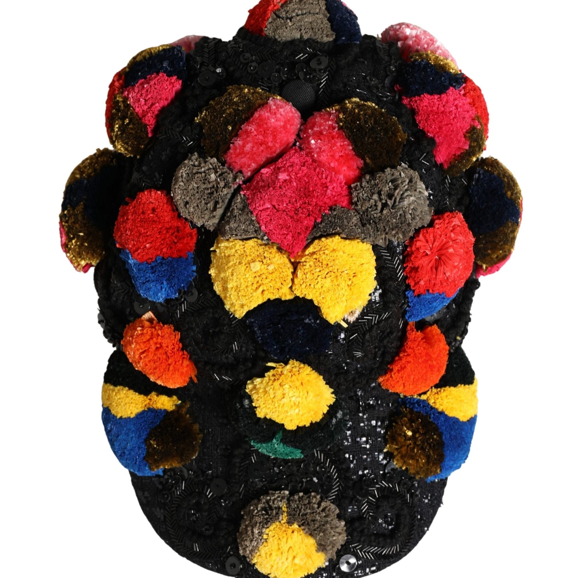 Dolce & Gabbana Multicolor Pom Poms Sequin Embellishment Hat