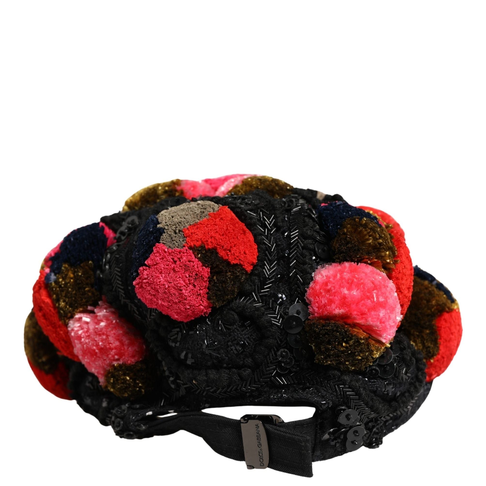 Dolce & Gabbana Multicolor Pom Poms Sequin Embellishment Hat