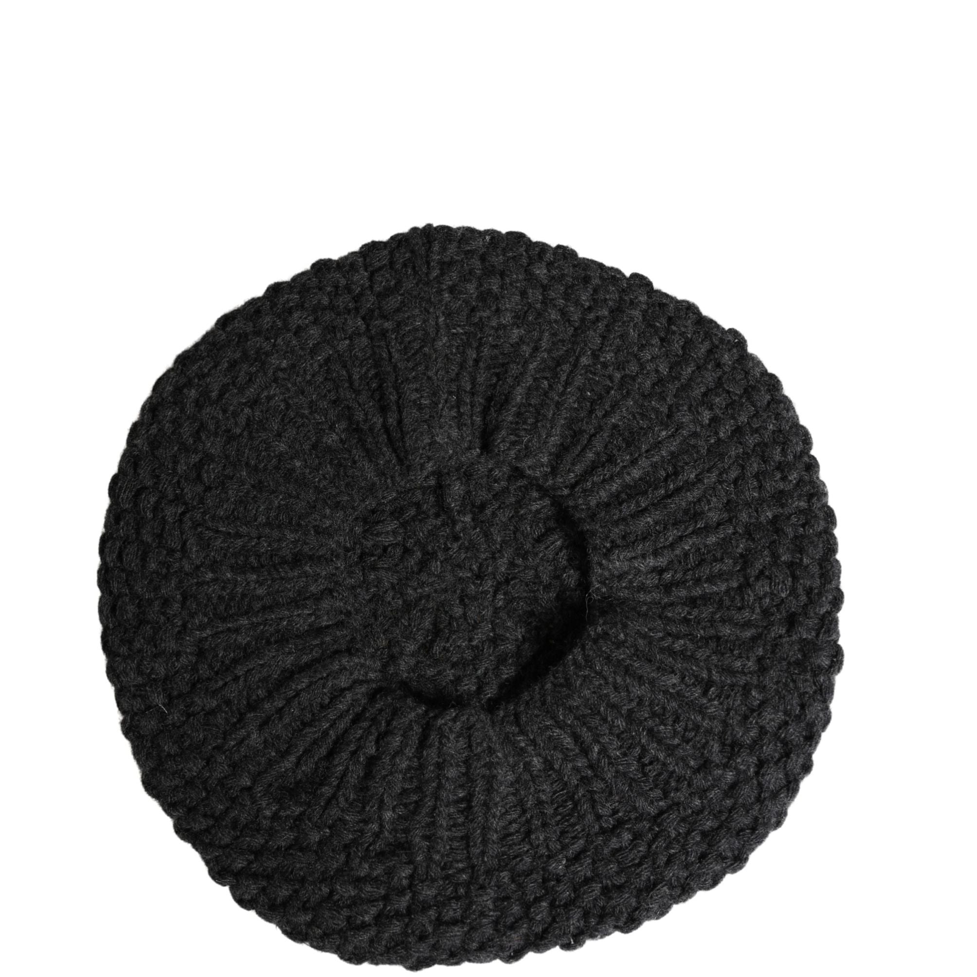 Dolce & Gabbana Black Virgin Wool Knitted Winter Beret Hat