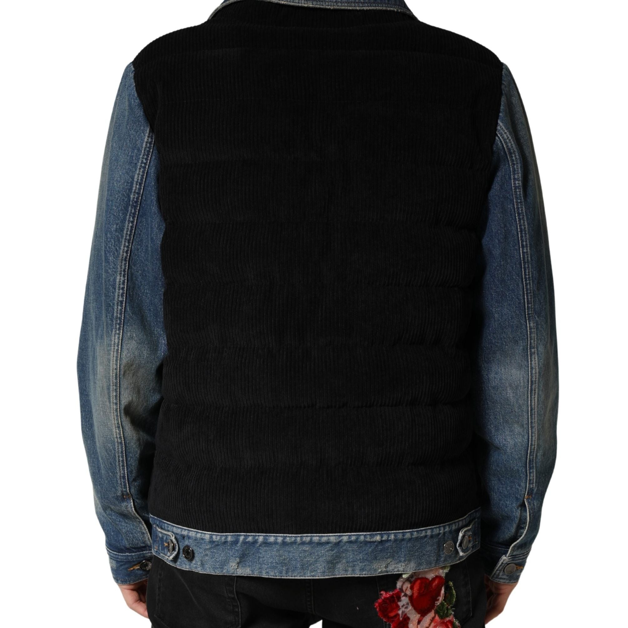 Dolce & Gabbana Black Blue Cotton Denim Blouson Men Jacket