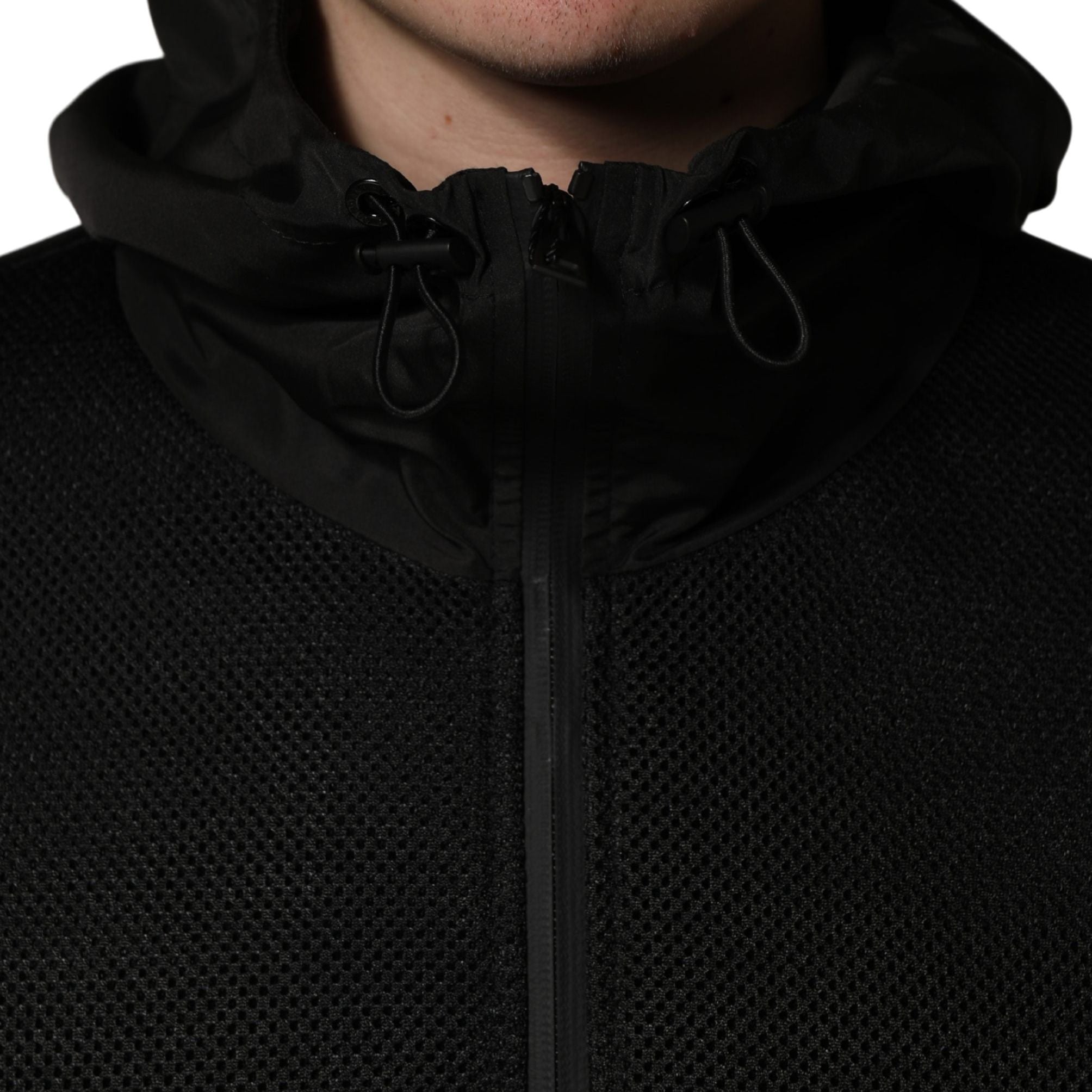 Dolce & Gabbana Men Black Hooded Full Zip Bomber Jacket