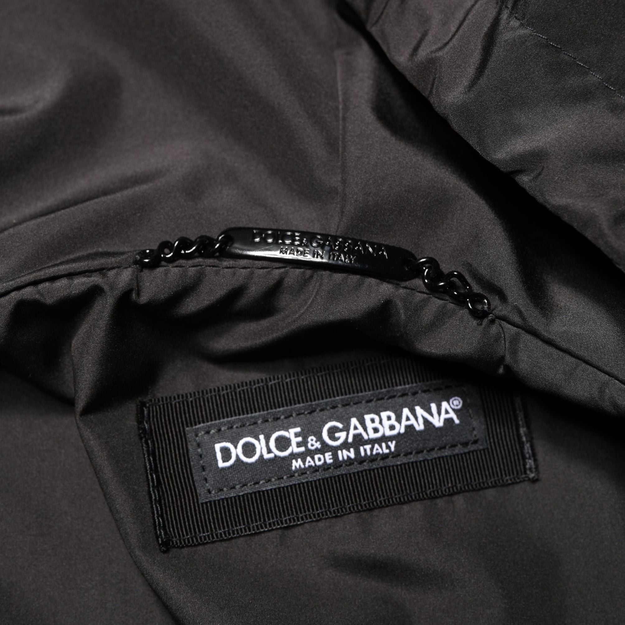 Dolce & Gabbana Men Black Hooded Full Zip Bomber Jacket