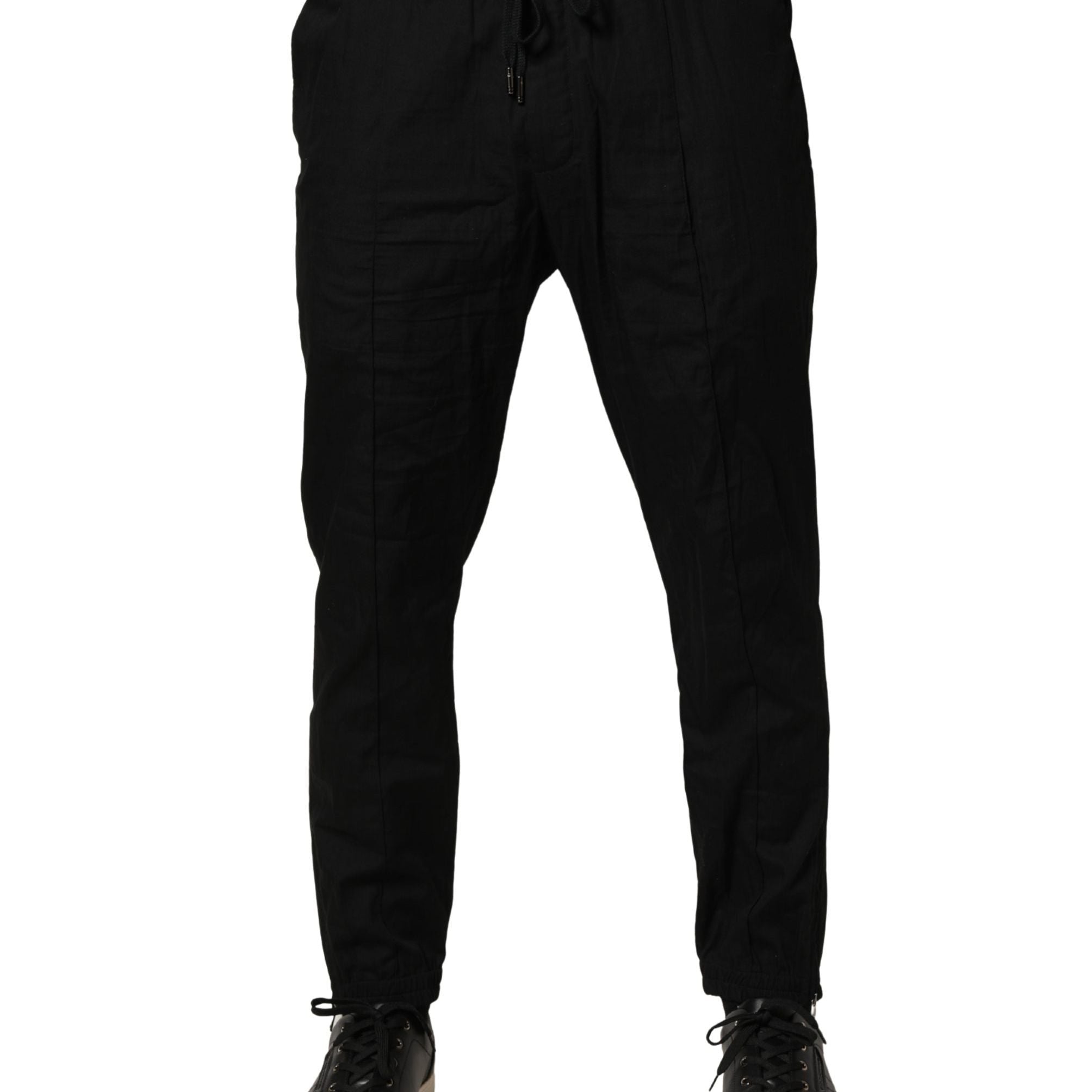 Dolce & Gabbana Black Cotton Skinny Men Jogger Trouser Pants