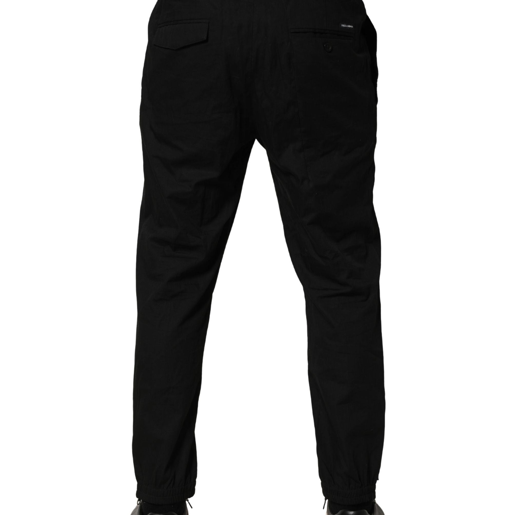 Dolce & Gabbana Black Cotton Skinny Men Jogger Trouser Pants