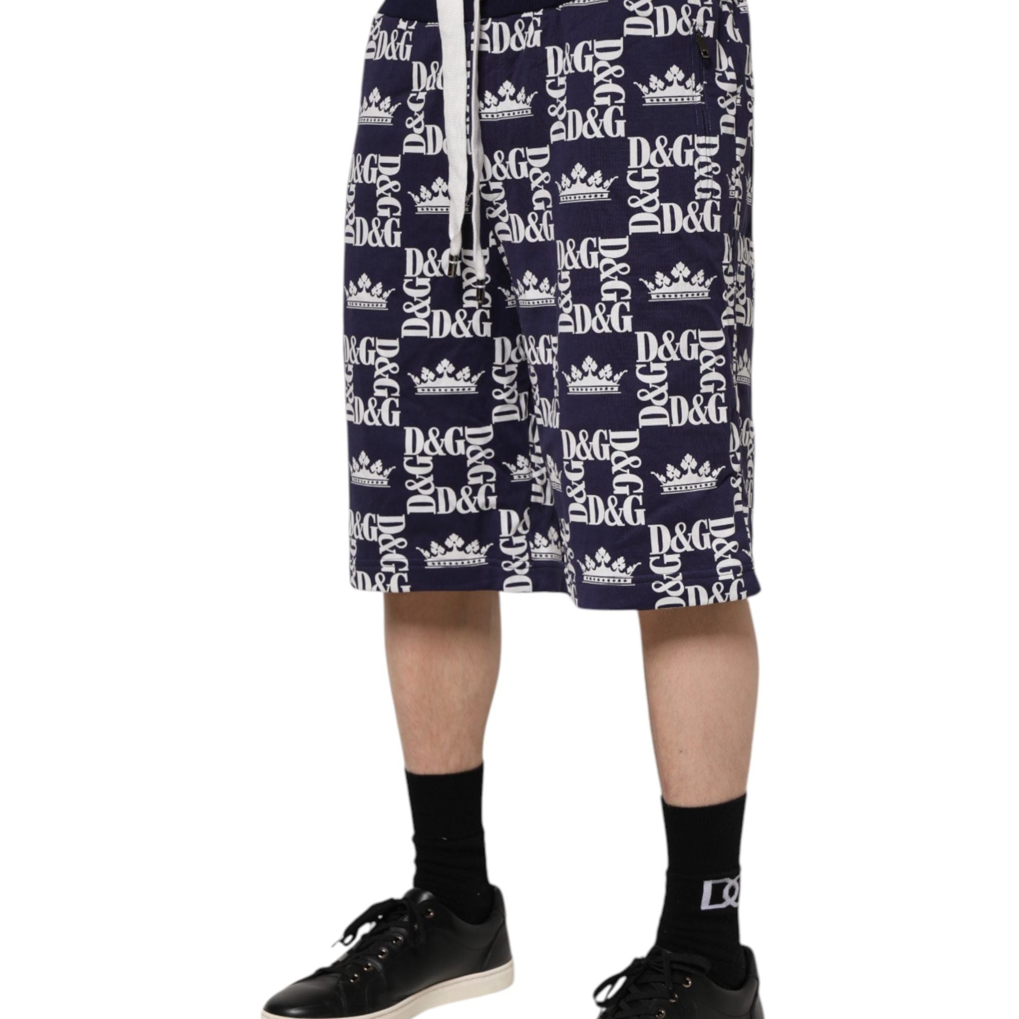 Dolce & Gabbana Blue DG Logo Print Chino Men Bermuda Shorts