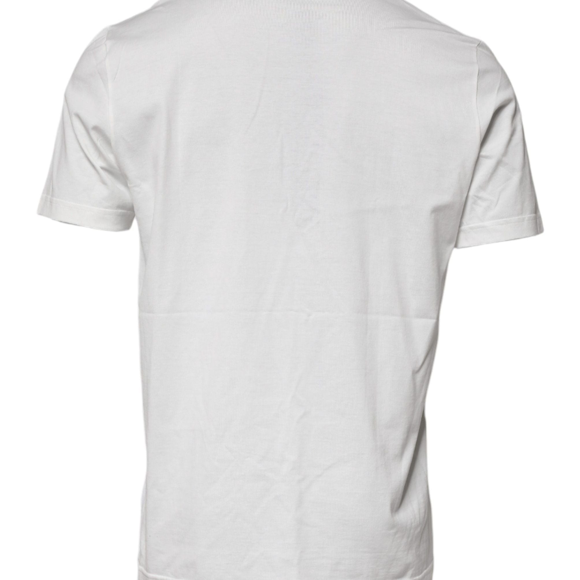 Dolce & Gabbana White Logo Plaque Cotton Crew Neck T-shirt