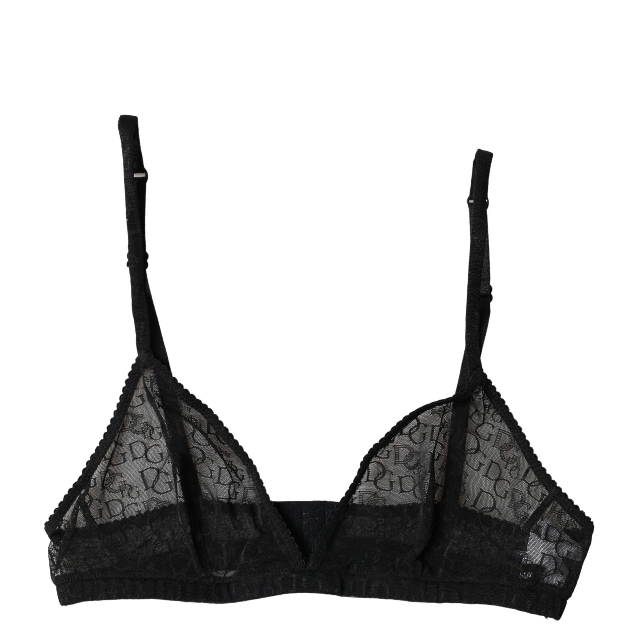 Dolce & Gabbana Black Logo Mania Sheer Soft Cup Bra Underwear
