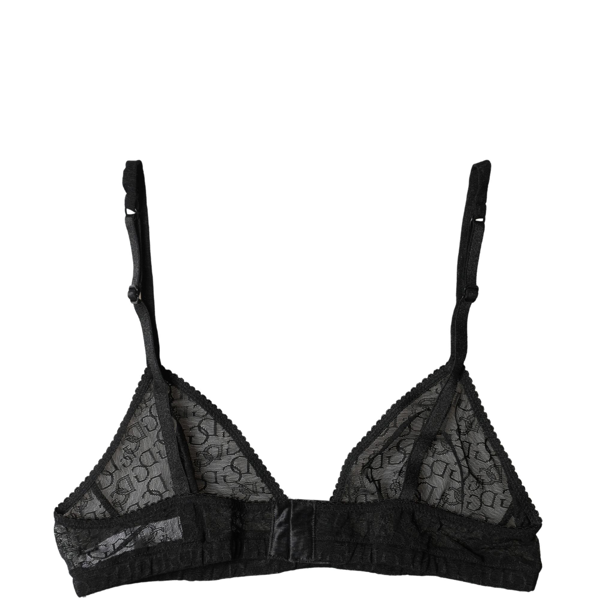 Dolce & Gabbana Black Logo Mania Sheer Soft Cup Bra Underwear