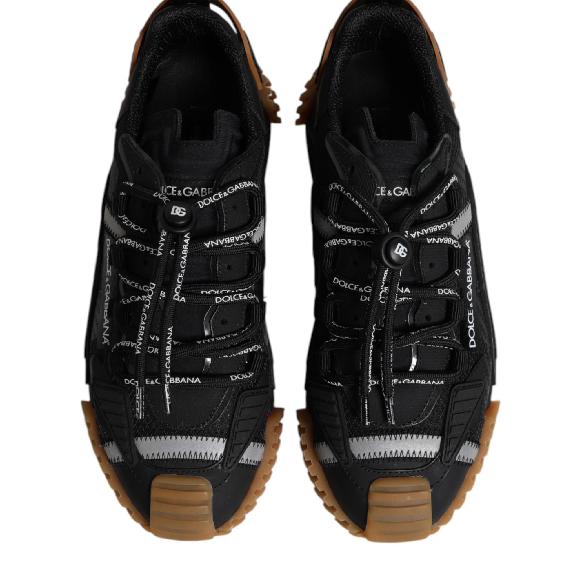 Dolce & Gabbana Black Logo Lace Up Low Top NS1 Sneakers Shoes