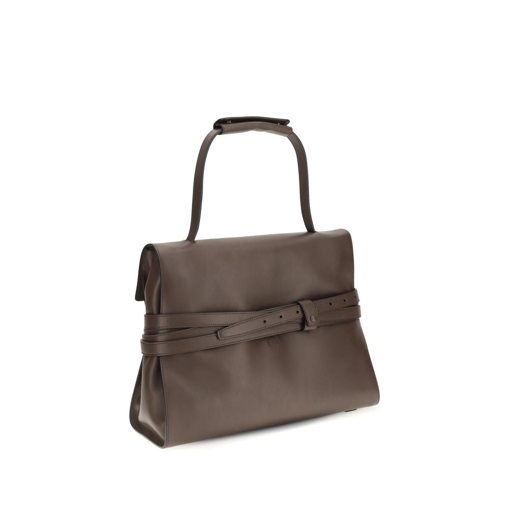 Moschino Brown Calf Leather Bos Taurus Handbag