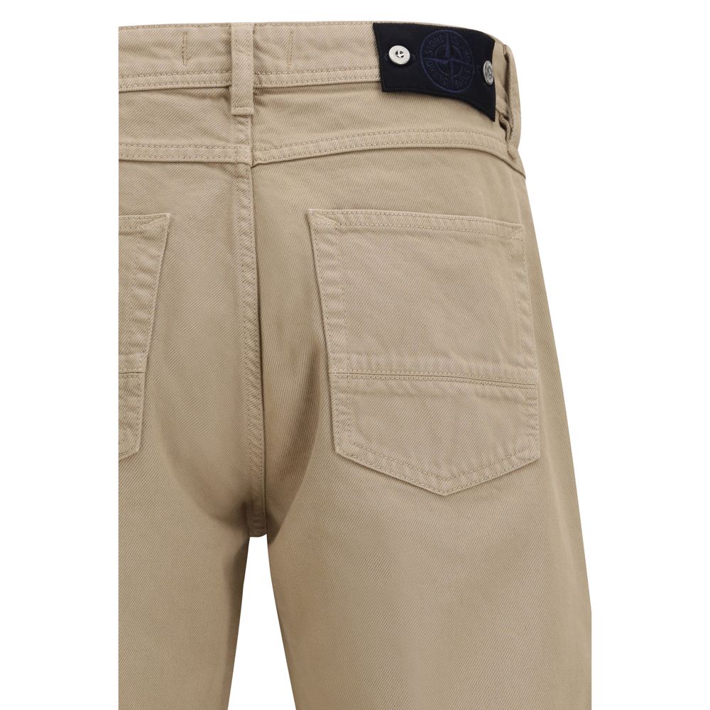 Stone Island Beige Cotton Casual Pants